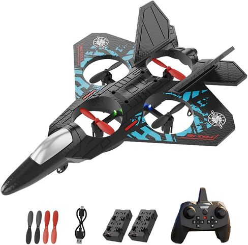 Foam Remote Control Airplane, RC Fighter Jet Features Led Lights, Drone for Children Aged 8-16 and Adults, 360° Flip, Stunt Roll, and Altitude Hold. (2 Battery) in Kuwait