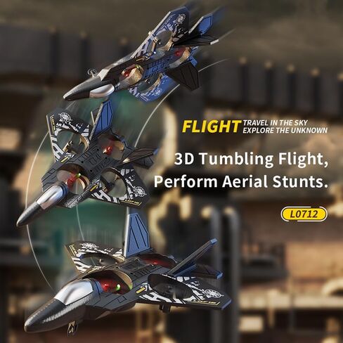 Foam Remote Control Airplane, RC Fighter Jet Features Led Lights, Drone for Children Aged 8-16 and Adults, 360° Flip, Stunt Roll, and Altitude Hold. (2 Battery) in Kuwait