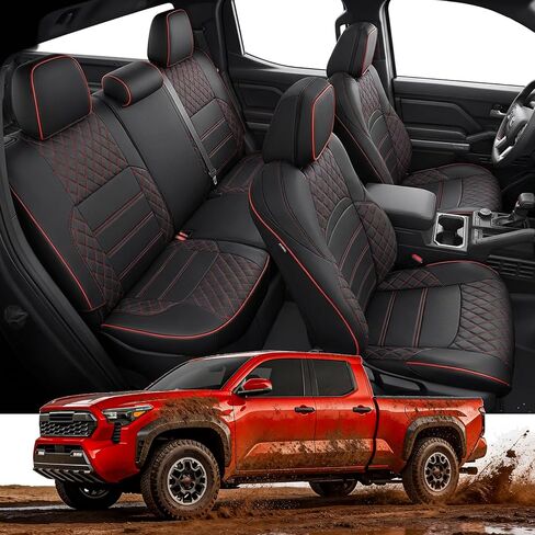 Super Cover® لأغطية مقاعد Toyota Tacoma: 2024 2025 2026 أغطية مقاعد كاملة لـ SR، SR5، TRD PreRunner، TRD Sport، TRD Off-Road، تغطية محدودة من جلد نابا الصناعي، لملحقات Tacoma 4th Gen in Kuwait