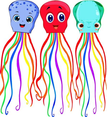 HENGDA KITE 3 Pack Octopus Kite، للأطفال والكبار، سهلة الطيران، تصميم ممتاز للنسيج والهيكل، الصور جميلة بدقة عالية، مناسبة للمبتدئين (17 × 116) بوصة in Kuwait