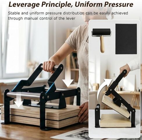 A4 Linocut Printing Hand Lever Press Machine, Linocut Press Machine with Rubber Roller & Felt Pad, Fit for Linocut Printing, Woodcut Printing, Letterpress, Rubber, Cardboard, Cork Printing in Kuwait