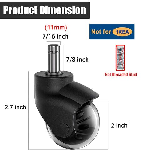 Office Chair Wheels 2" Ball Rubber Chair Casters Replacement, Heavy Duty Quiet No Scratch Gaming Chair Wheel for Hardwood Floor Carpet, Set of 5, 11mm Universal Fit/Not for 1KEA in Kuwait