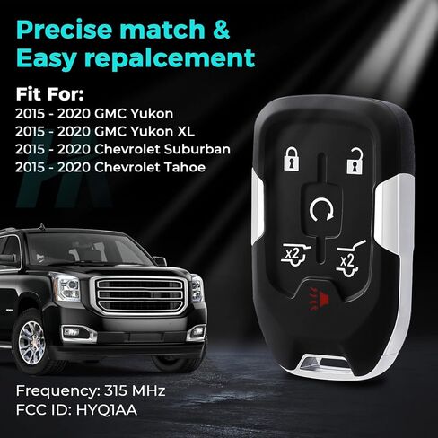 HelloAuto Key Fob Shell Fit for 2015-2020 Chevy Tahoe Suburban, for GMC Yukon Denali XL Key Fob Replcaement Cover, Key Fobs Case 6 Button for Chevrolet (HYQ1AA) in Kuwait