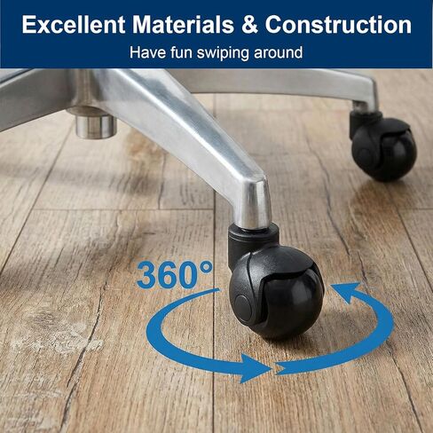 5 Pcs Office Chair Casters Wheels Replacement 2 Inch Heavy Duty Chair Casters Support 2000 LBS, Rubber Desk Chair Wheels Safe for All Floors or Carpet, Smooth & Silent Universal Size - Black in Kuwait