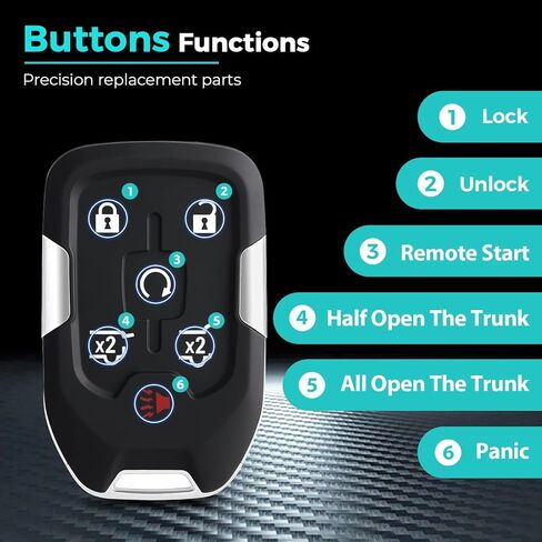 HelloAuto Key Fob Shell Fit for 2015-2020 Chevy Tahoe Suburban, for GMC Yukon Denali XL Key Fob Replcaement Cover, Key Fobs Case 6 Button for Chevrolet (HYQ1AA) in Kuwait
