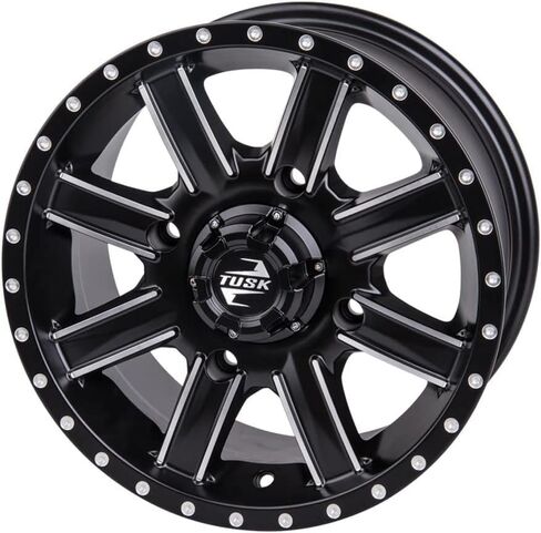 Tusk Set of 30x10-14 TERRABITE Heavy Duty 8-Ply Radial UTV Tires mounted on CASCADE Wheels - Compatible with POLARIS applications 4/156 bolt pattern Includes Lug Nuts (5+2 Offset, Machined/Black) in Kuwait