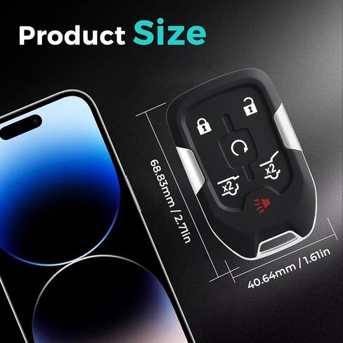 HelloAuto Key Fob Shell Fit for 2015-2020 Chevy Tahoe Suburban, for GMC Yukon Denali XL Key Fob Replcaement Cover, Key Fobs Case 6 Button for Chevrolet (HYQ1AA) in Kuwait