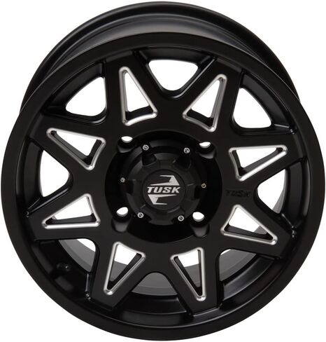 Set of 30x10-15 Tusk TERRABITE 8-Ply Radial UTV Tires mounted on Tintic Wheels Compatible with CF Moto/Honda/Yamaha applications - 4/110 bolt pattern Lug Nuts (5+2 Wheel Offset, Milled/Black) in Kuwait
