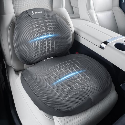FLORICH Car Seat Cushion and Lumbar Support Pillow for Office Chair Car, Neck Headrest Pillow, Ergonomic Memory Foam, Pressure-Relieving Back Support for Car, Office Chair & Wheelchair – Black in Saudi Arabia