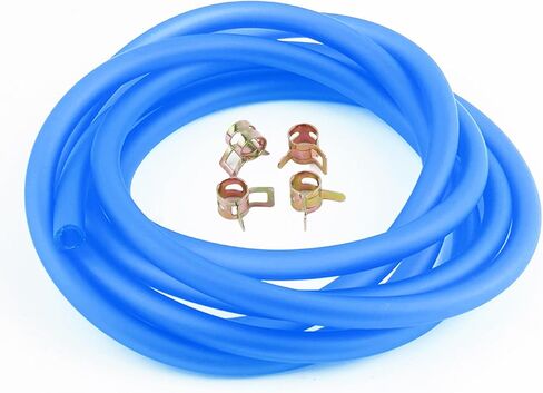 6.56Ft Motorcycle Fuel Line Hose Kit with 4 Metal Clips,ID 4mm OD 7mm Rubber Gas Line Hose for Fuels System,Flexible Cuttable Small Engine Fuel Lines Motorcycle Accessories (Blue) in Kuwait