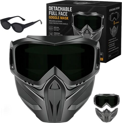Detachable Full Face Goggle Mask Anti-Fog Windproof Impact Resistant Grass Cutting Mask for Welding/Riding, Sunglasses in Saudi Arabia