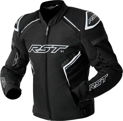 RST S1 D3O TEXTILE Motorcycle Jacket – Reinforced Construction, CE Certified Armor, Road/Adventure Use (Black/White, X-Large) in Kuwait