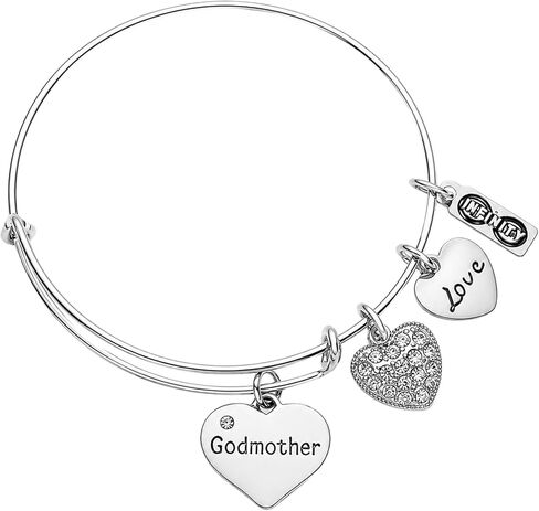 Infinity Collection - Godmother Gifts, Godmother Charm Bangle Bracelet, Religious Jewelry Baptism Thank You Gift in Saudi Arabia