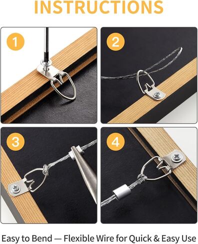Picture Hanging Wire Kit - 100FT Braided Wire with D Ring Picture Hangers(40 Small+20 Heavy Duty), Screws, Aluminum Crimping Sleeves & Level - Wall Hanging Hardware for Canvas, Frames, Mirrors in Kuwait