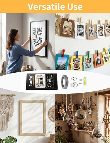 Picture Hanging Wire Kit - 100FT Braided Wire with D Ring Picture Hangers(40 Small+20 Heavy Duty), Screws, Aluminum Crimping Sleeves & Level - Wall Hanging Hardware for Canvas, Frames, Mirrors in Kuwait
