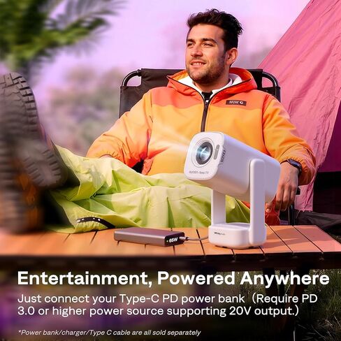 جهاز عرض محمول ذكي يعمل بالطاقة USB-C من Aurzen Roku TV مع واي فاي وبلوتوث، D1R air Roku مدمج، أصلي 1080 بكسل، صوت DoIby، جهاز عرض صغير للأفلام المنزلية/الخارجية، أبيض in Kuwait