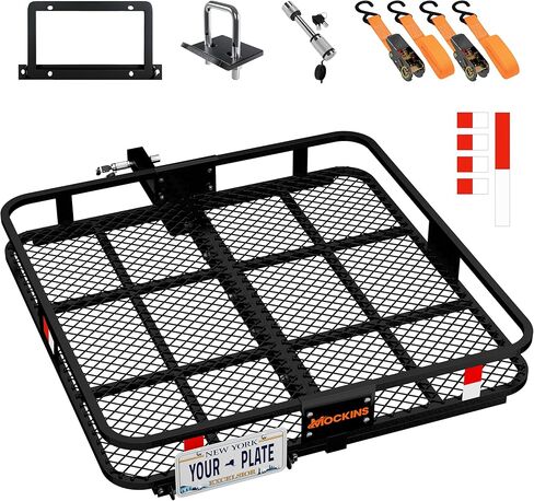 Mockins 40"x40"x6" Extra Deep Square Trailer Hitch Cargo Carrier w/Plate Bracket | 500 Lbs Cap Heavy-Duty Cargo Hitch Carrier for Generators, Appliances, Coolers | Luggage Rack for SUV, Car & Truck in Kuwait