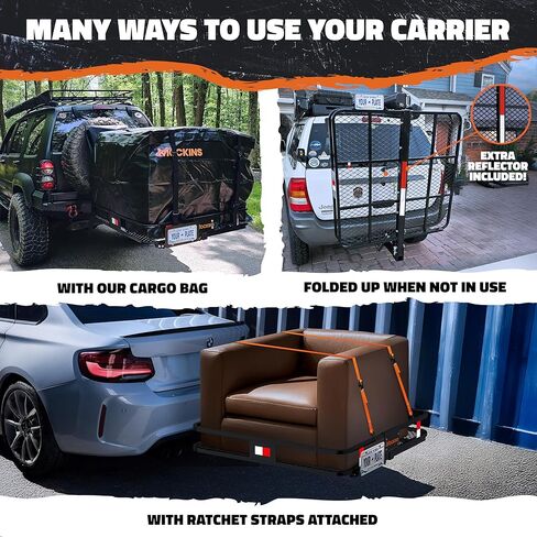 Mockins 40"x40"x6" Extra Deep Square Trailer Hitch Cargo Carrier w/Plate Bracket | 500 Lbs Cap Heavy-Duty Cargo Hitch Carrier for Generators, Appliances, Coolers | Luggage Rack for SUV, Car & Truck in Kuwait