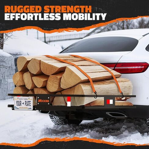 Mockins 40"x40"x6" Extra Deep Square Trailer Hitch Cargo Carrier w/Plate Bracket | 500 Lbs Cap Heavy-Duty Cargo Hitch Carrier for Generators, Appliances, Coolers | Luggage Rack for SUV, Car & Truck in Kuwait