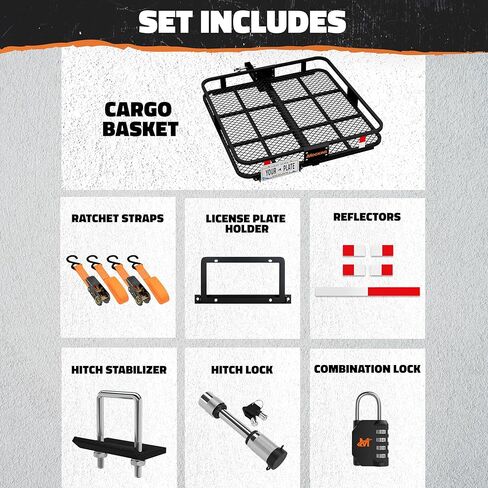 Mockins 40"x40"x6" Extra Deep Square Trailer Hitch Cargo Carrier w/Plate Bracket | 500 Lbs Cap Heavy-Duty Cargo Hitch Carrier for Generators, Appliances, Coolers | Luggage Rack for SUV, Car & Truck in Kuwait