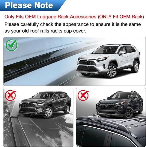4 قطع غطاء نهاية لرف السقف متوافق مع Toyota RAV4 2019-2025، استبدال غلاف حاجز السقف الأسود اللامع مع أداة إزالة، يناسب ملحقات رف الأمتعة OEM (تناسب رف OEM فقط) in Kuwait