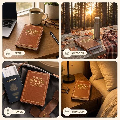 One Minute with God for Men, 2026 New 365 Days of Daily Prayer Brown Leather book, Daily Devotional and Prayer Journal, Bible Prayer Tracking Diary Gifts for Men in Kuwait