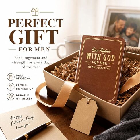 One Minute with God for Men, 2026 New 365 Days of Daily Prayer Brown Leather book, Daily Devotional and Prayer Journal, Bible Prayer Tracking Diary Gifts for Men in Kuwait