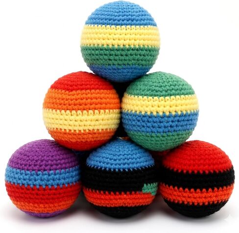 2026 NewUpgraded Handmade Knitted Hacky Sack Set, Colorful Crochet Footbag Sacks, Juggling Balls for Adults Beginners, Portable Handwoven Toss Hacky Balls in Kuwait