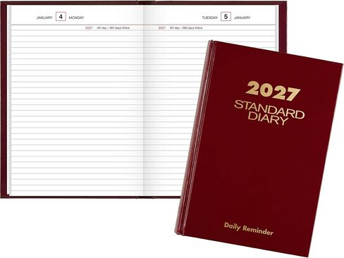 AT-A-GLANCE 2027 Daily Planner, Standard Diary, 5.75" x 8.25" Reminder Journal, Hardcover, Red (SD3891327) in Kuwait