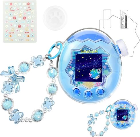 لحافظة Tamagotchi Paradise، غطاء صلب من البولي كربونات مع طبقة PET وحزام وملصقات ساحرة لطيفة، حافظة حماية شاملة ممتصة للصدمات لـ Tamagotchi Paradise - شفاف لامع in Kuwait