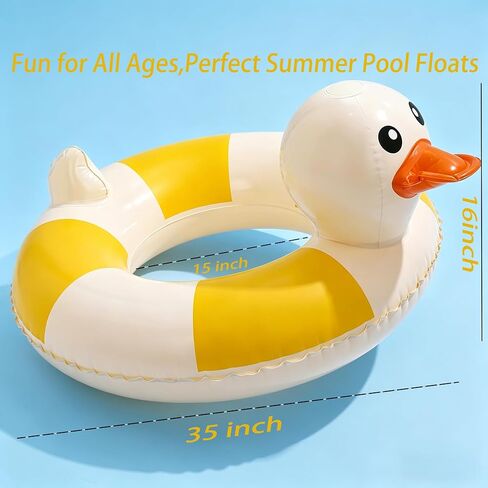 2-Pack Duck Pool Float - Fun Floaties Inflatable Swimming Pool Tubes Party Decorations, Summer Vacation Pool Floaty Swim Rings Raft Lounger for Teens Adults in Kuwait