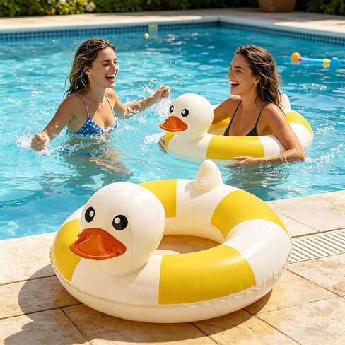 2-Pack Duck Pool Float - Fun Floaties Inflatable Swimming Pool Tubes Party Decorations, Summer Vacation Pool Floaty Swim Rings Raft Lounger for Teens Adults in Kuwait
