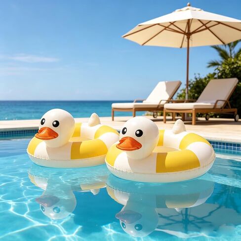 2-Pack Duck Pool Float - Fun Floaties Inflatable Swimming Pool Tubes Party Decorations, Summer Vacation Pool Floaty Swim Rings Raft Lounger for Teens Adults in Kuwait