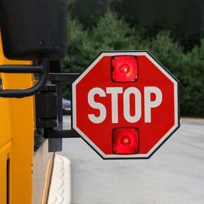 School Bus Parking Sign - Illuminated Stop Sign for School Buses Only, Weatherproof & Easy Installation for Bus Lane Zones (12V) - Perfect for Safe School Zone Traffic Management in Kuwait