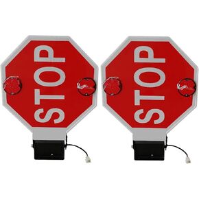 18" LED Flashing School Bus Stop Sign - 12V/24V Aluminum Parking Signal Arm, Manual/Electric Warning Sign for School Buses, Auto-Retract Safety Indicator in Kuwait