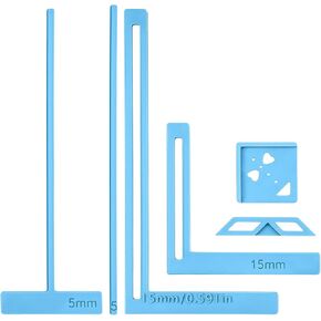 DOPENSPI 6 Pcs Bookbinding Tool Kit, Plastic Ruler Template Set Scrapbooking Supplies Includes T‑Ruler, Corner Miter, Spine Spacer, Divider,Shape Template for DIY Journal Notebook Making (Blue) in Kuwait