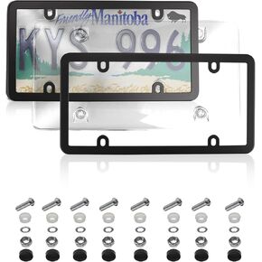 Stainless Steel License Plate Frames Silver Fit Standard US License Plate 4 Holes Rustproof License Plate Holders with Chrome Screw Caps, 2pcs in Saudi Arabia