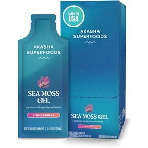 Akasha Superfoods Organic Irish Sea Moss Gel - 30x15ml Sachets I Liposomal Seamoss, On-The-Go Raw Vitamins for Digestion, Immunity, Healthy Skin & Hair, Maximized Nutrient Absorption, Vegan Supplement in Saudi Arabia