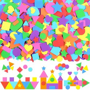 1620Pcs Foam Stickers Foam Shape Stickers Colorful Self Adhesive,8 Colors Heart Star Circle Sticker for DIY Crafts Foam Geometric Stickers for Scrapbooking Art Project Reward Home Party Decor in Kuwait