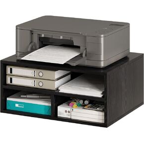 Desktop Printer Table with Storage, 2 Tier Printer Stand for Desk, Desk Organizers and Accessories for Home Office, Black in Kuwait