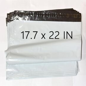 أكياس بريد بولي 17.7 × 22 بوصة، أكياس شحن كبيرة للملابس، أكياس تغليف بريدية مغلفات بلاستيكية (أبيض، 17.7 × 22 بوصة / 12 قطعة) in Kuwait