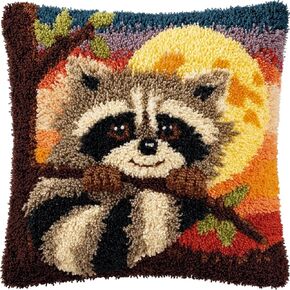 ZUHSA Latch Hook Pillow Kit 43x43cm- Pre-Printed Animal Pattern, DIY Craft for Adults and Beginners,fit for Home Sofa Decoration (Sun 2) in Kuwait