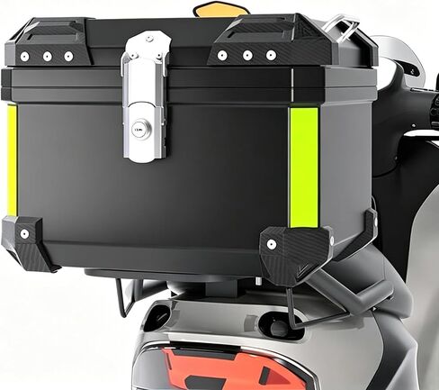 Jojoka 45L Motorcycle Top Case, ABS Waterproof Dustproof Rear Tour Tail Box with Security Lock & Reflective Strips, Large Capacity Luggage Trunk Fits Helmet and Gear for Most Motorcycles in Kuwait