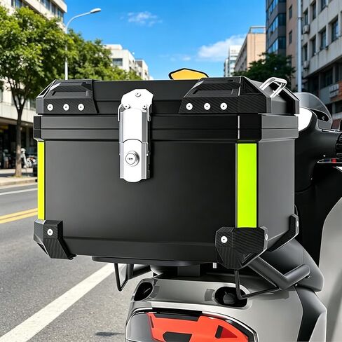 Jojoka 45L Motorcycle Top Case, ABS Waterproof Dustproof Rear Tour Tail Box with Security Lock & Reflective Strips, Large Capacity Luggage Trunk Fits Helmet and Gear for Most Motorcycles in Kuwait
