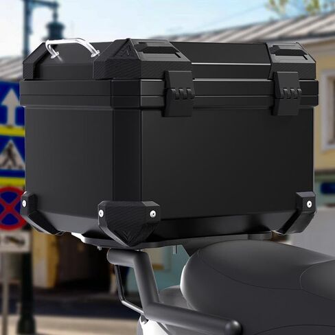 Jojoka 45L Motorcycle Top Case, ABS Waterproof Dustproof Rear Tour Tail Box with Security Lock & Reflective Strips, Large Capacity Luggage Trunk Fits Helmet and Gear for Most Motorcycles in Kuwait