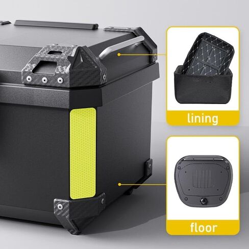 Jojoka 45L Motorcycle Top Case, ABS Waterproof Dustproof Rear Tour Tail Box with Security Lock & Reflective Strips, Large Capacity Luggage Trunk Fits Helmet and Gear for Most Motorcycles in Kuwait