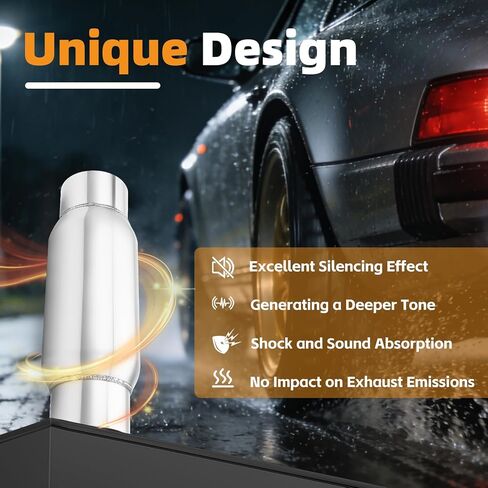 A-KARCK 3" Inlet Exhaust Resonator, 3" Inlet 3" Outlet 12" Overall Length Muffler Universal Resonator Stainless Steel Straight Through Design Exhaust Tip for Cars in Kuwait