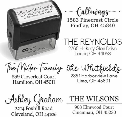 Custom Return Address Stamp - Self Inking Mailing Stamp with 18 Designs - 5 Ink Color Options in Kuwait