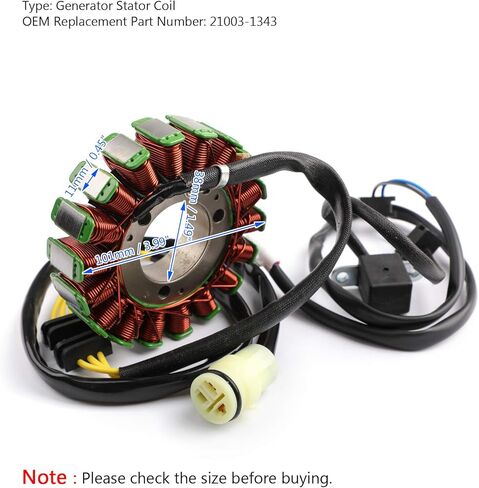 Magneto Generator Stator For Kawasaki KVF300 Prairie 1999-2002 21003-1343, Direct Replacement, 5-Wire 2-Plug, High-Grade Lamination & Copper Windings in Kuwait