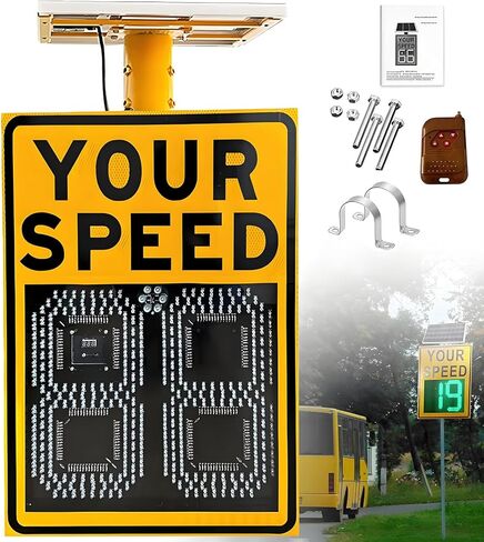 Solar Powered LED Radar Speed Limit Sign, Highway Road Warning Display for Speed Control, Energy-Efficient Traffic Safety Solution in Kuwait